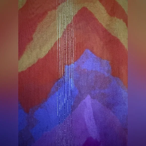 Vibrant Chevron Scarf In Pink, Purple, Orange, And Yellow.  NWOT. - Picture 2 of 2